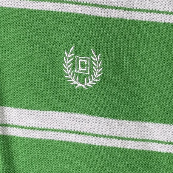 Chaps Polo Shirt Mens XL Green with White Strips Classic Fit Cotton Short Sleeve - Picture 5 of 12